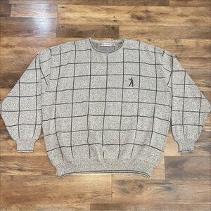 VTG | Shenandoah | Gray Windowpane Preppy Golf Sweater Embroidered